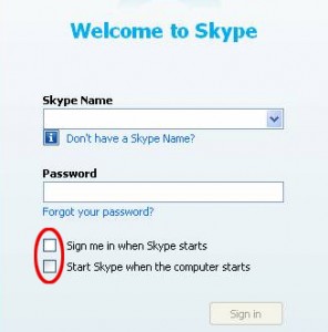 turn off auto sign in to skype